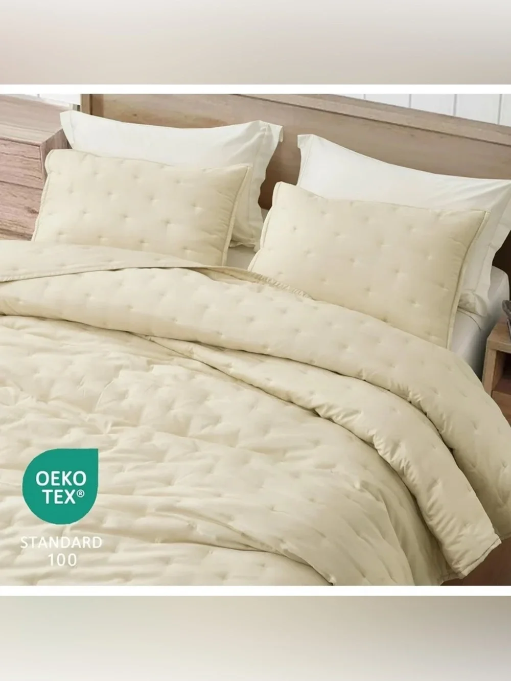 Neutral Cream Quilted oversized king 3 piece Set